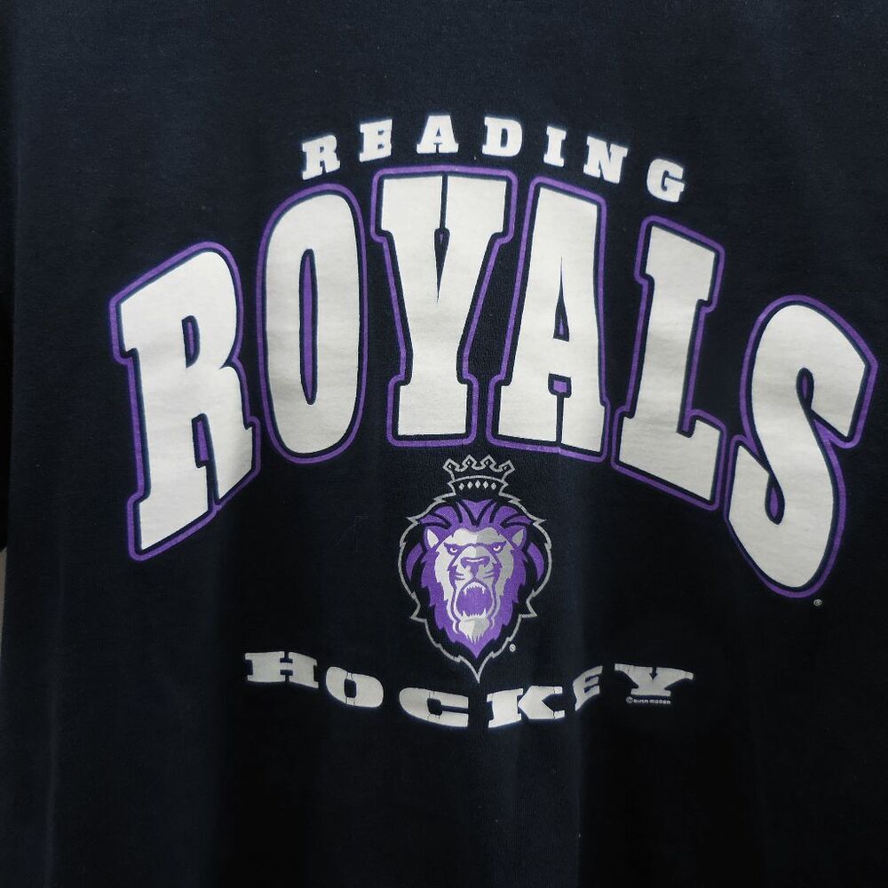 Reading Royals Shirt Mens Large Black Purple Hockey Graphic T-Shirt Tee ECHL‎